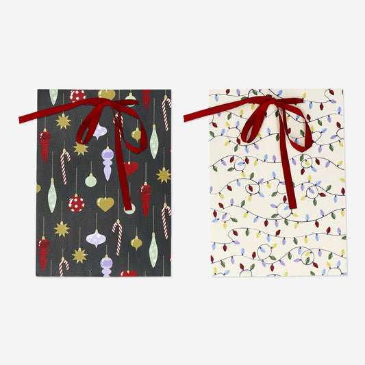 Sacs cadeaux avec motifs de Noël - 2 pcs