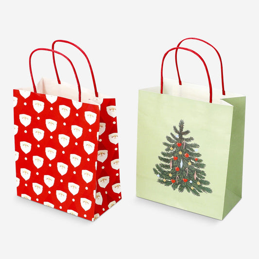 Sacs cadeaux avec motifs de Noël - 2 pcs