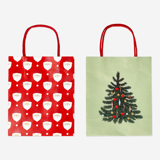 Sacs cadeaux avec motifs de Noël - 2 pcs