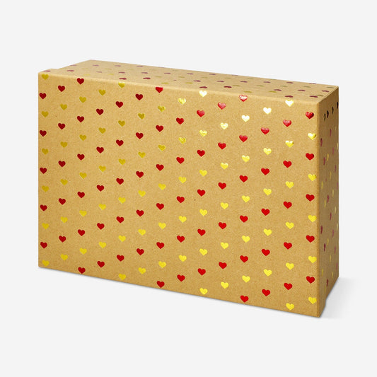 Gift box with foil hearts - 28 cm