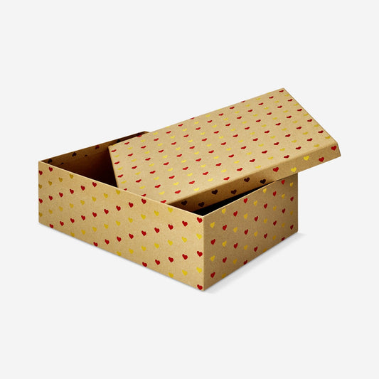 Gift box with foil hearts - 28 cm