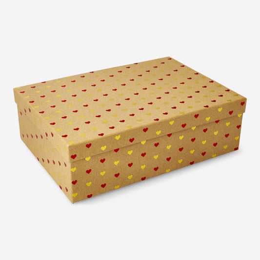 Caja de regalo con corazones rojos - Grande