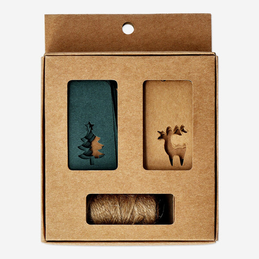 Cadeau Decoratie Set met cadeaulabels en groen lint