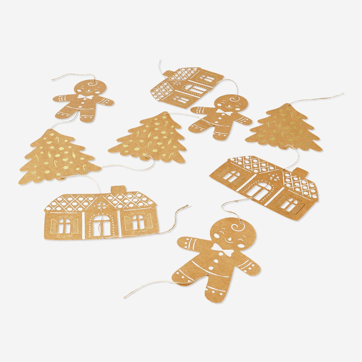 Gingerbread Houses and Trees as Hanging Decorations - 3 pcs Party Flying Tiger Copenhagen 