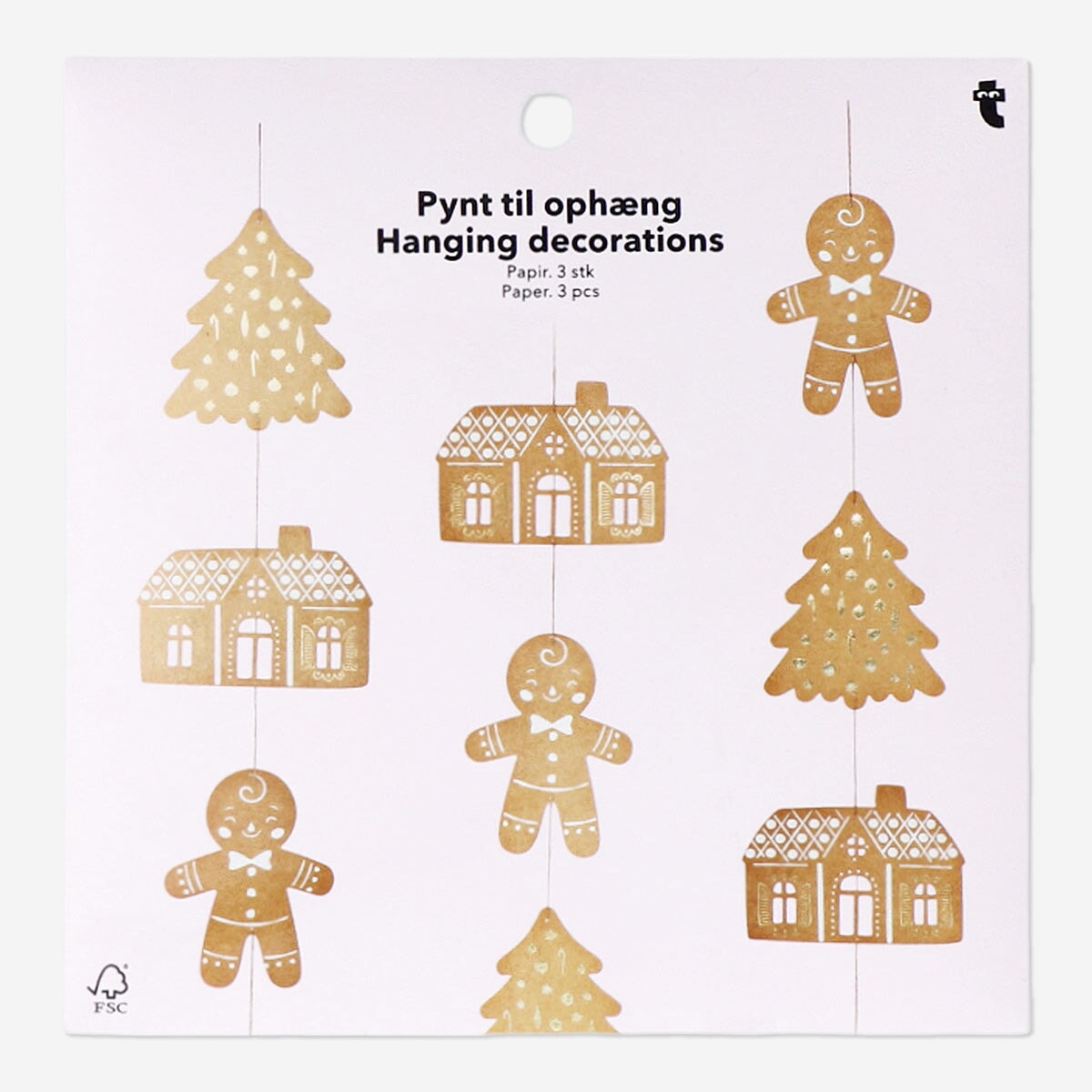 Gingerbread Houses and Trees as Hanging Decorations - 3 pcs Party Flying Tiger Copenhagen 