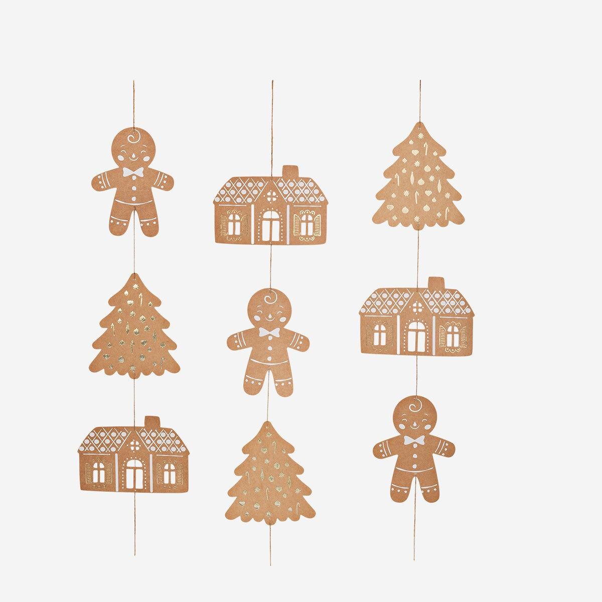 Gingerbread Houses and Trees as Hanging Decorations - 3 pcs Party Flying Tiger Copenhagen 