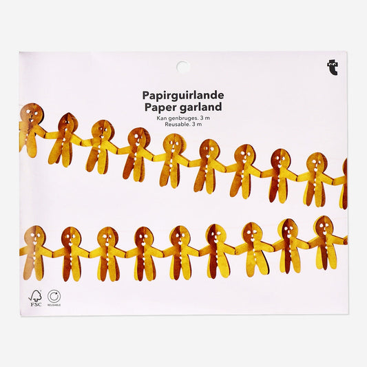 Gingerbread people paper garland - 300 cm