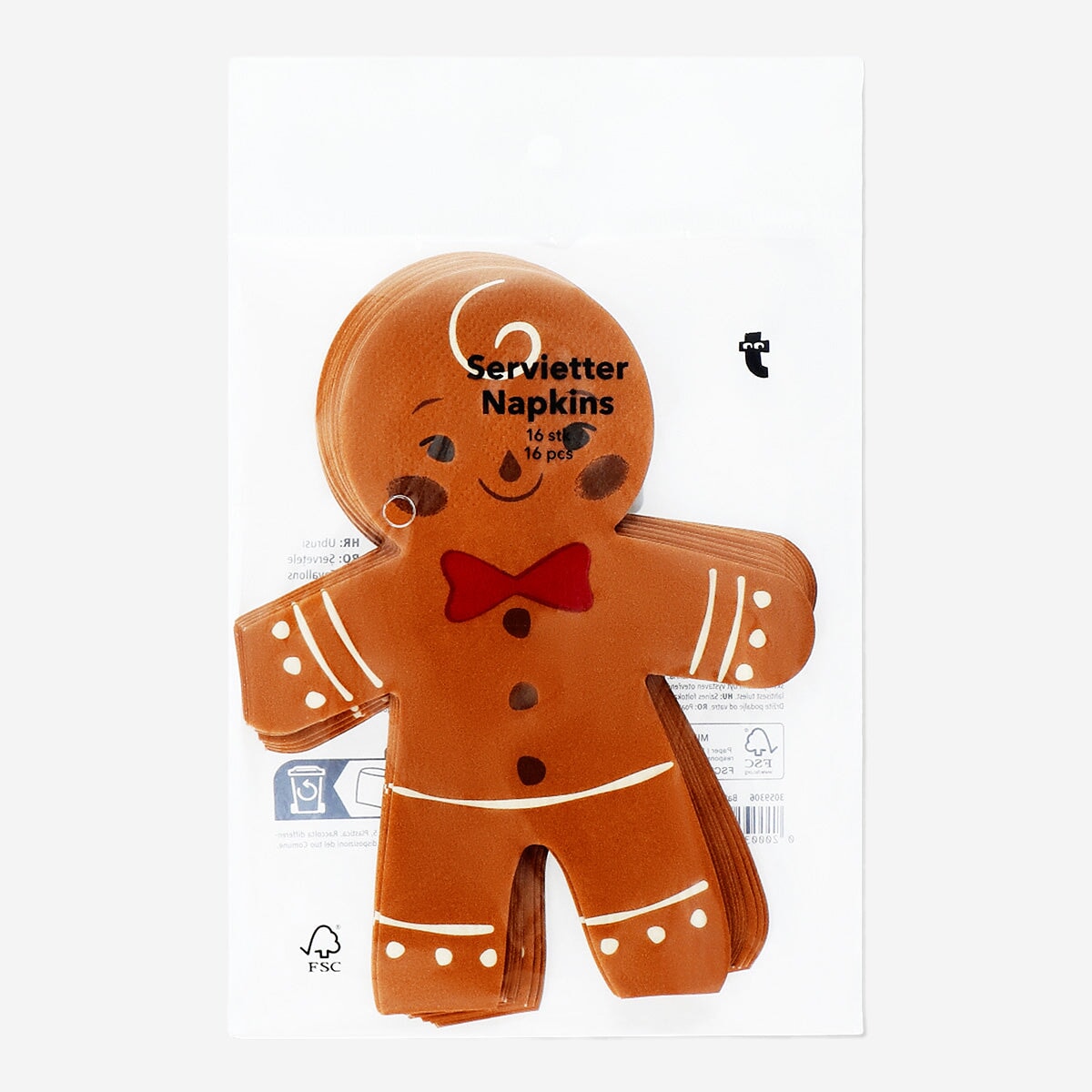 Gingerbread-Shaped Napkins 16 pcs Party Flying Tiger Copenhagen 