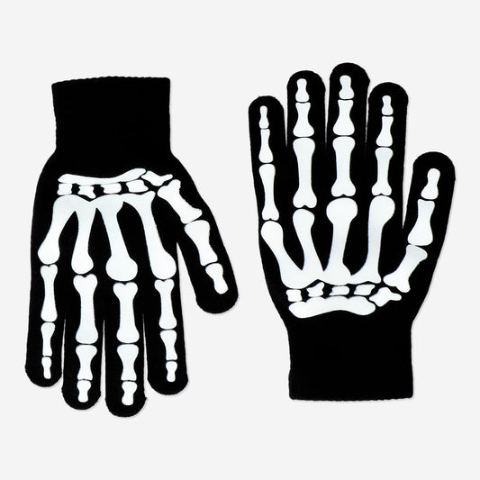 Guantes esqueleto que brillan en la oscuridad