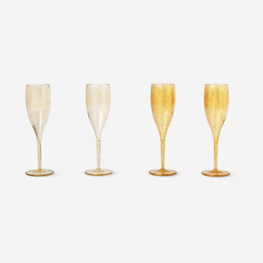 Gold champagne flutes - 4 pcs