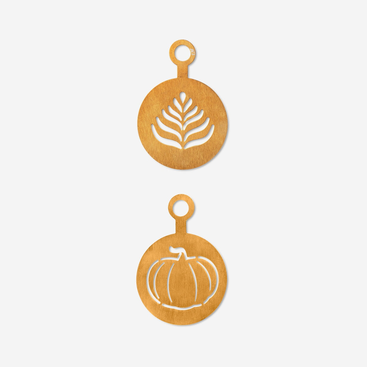 Gold coffee stencils as pumpkin and leaf - 2 pcs kitchen Flying Tiger Copenhagen 