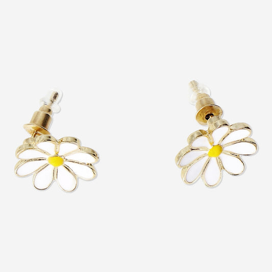 Gold daisy earrings - 2 pcs