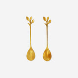 Gold dessert spoons with leaves - 2 pcs Kitchen Flying Tiger Copenhagen 