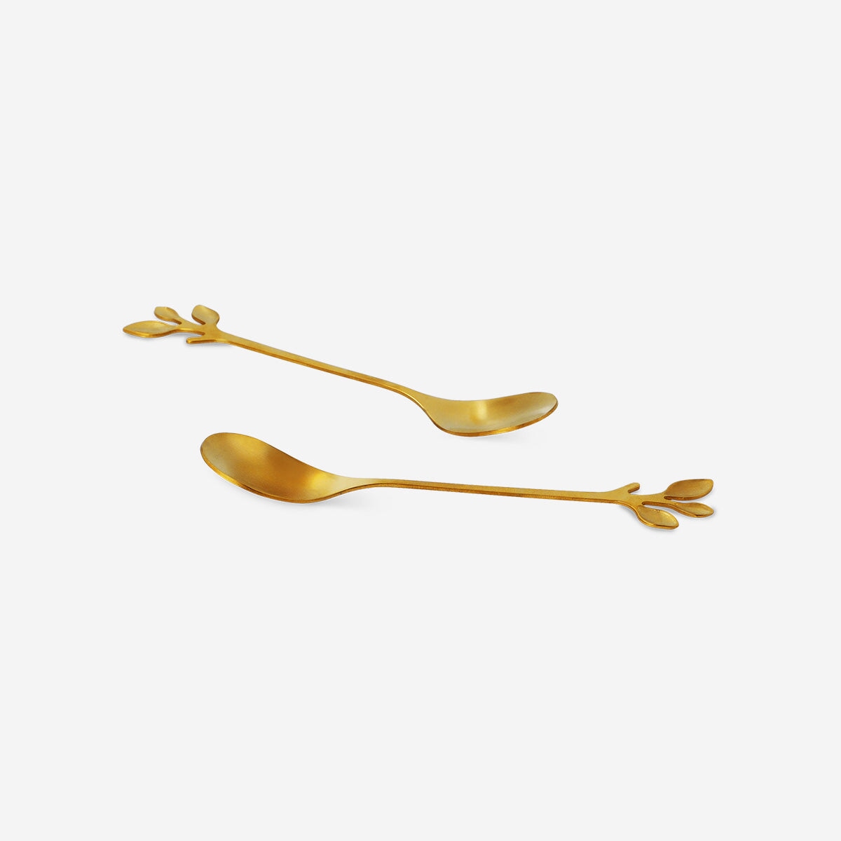 Gold dessert spoons with leaves - 2 pcs Kitchen Flying Tiger Copenhagen 
