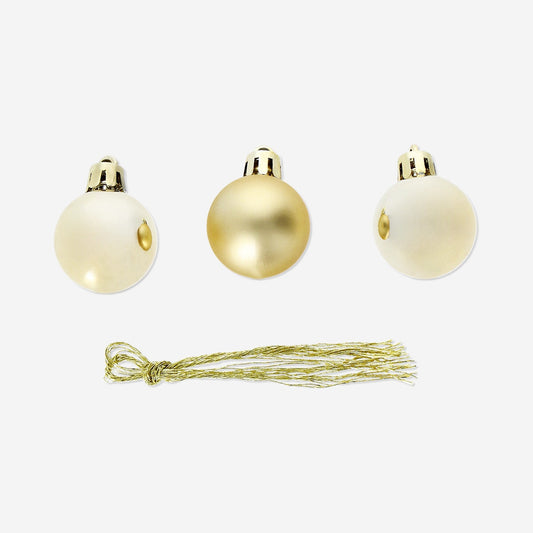 Gold small baubles in plastic - 16 pcs