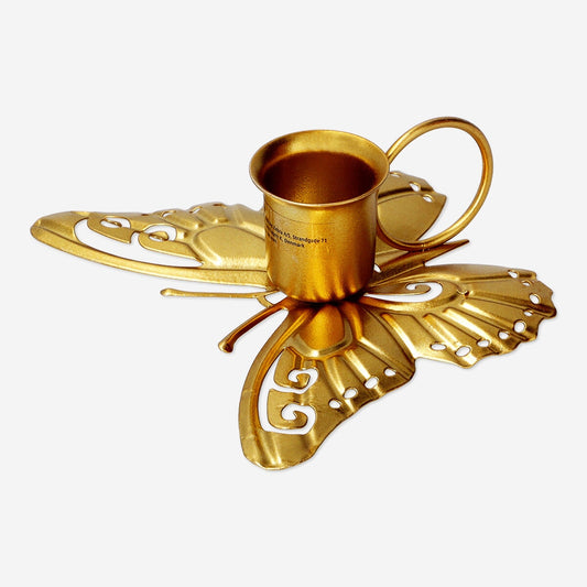 Golden butterfly candle holder