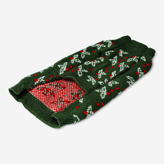 Pull vert de Noël pour un chien