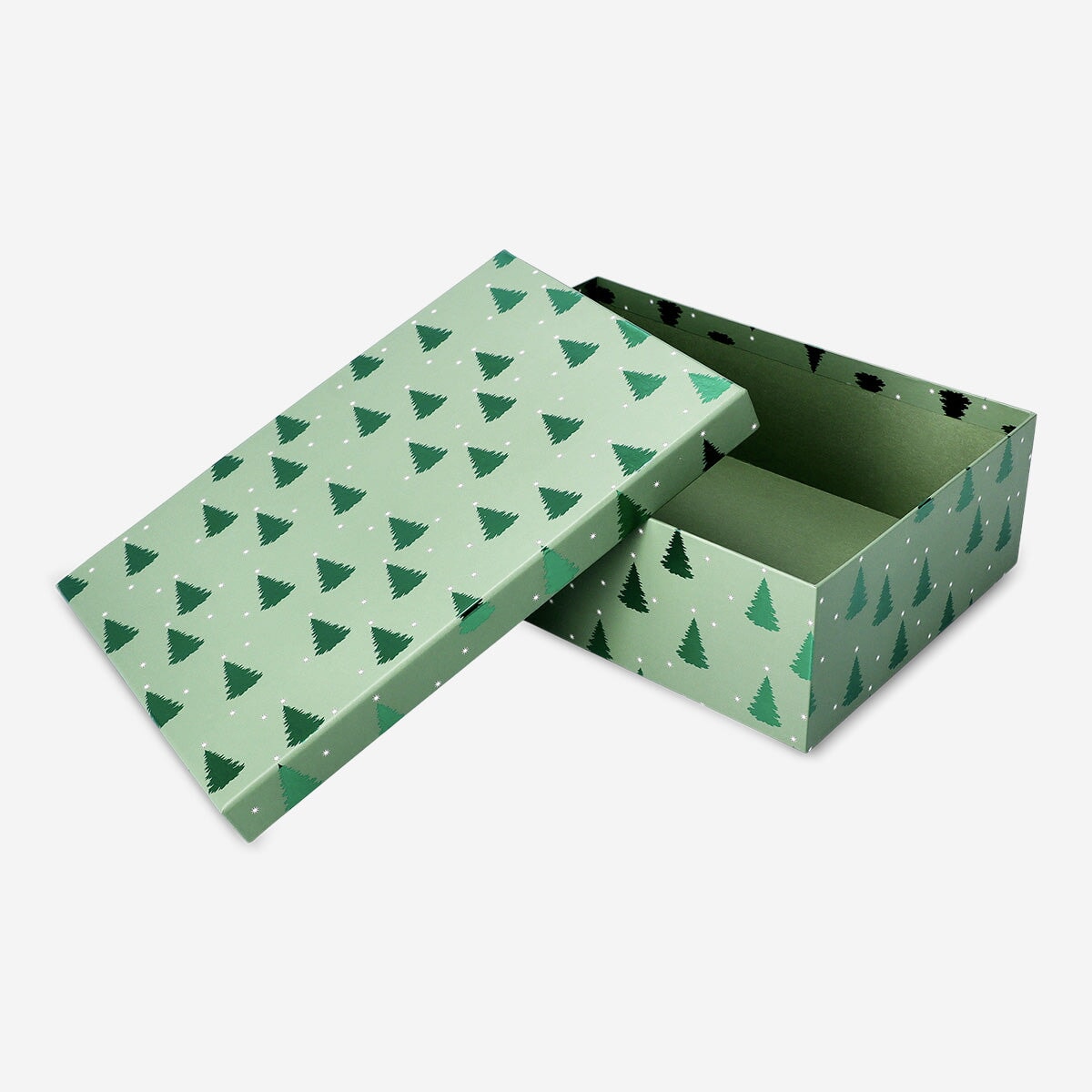 Green Gift Box with Green Foil Trees - Large Party Flying Tiger Copenhagen 