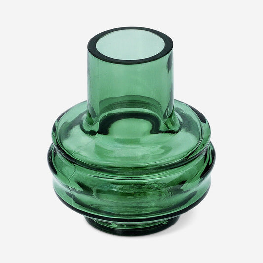 Green glass vase - 9 cm