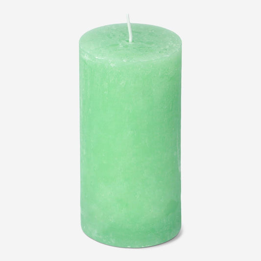 Green Rustic Pillar Candle - 12 cm