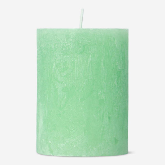 Green Rustic Pillar Candle - 8 cm