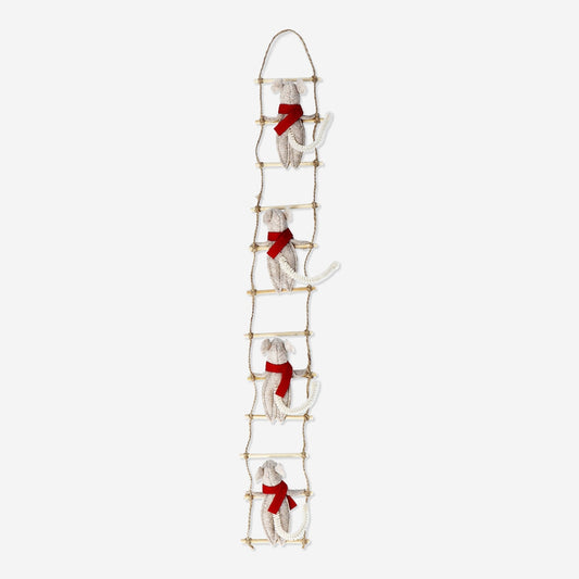 Hanging ladder decoration with 4 mice