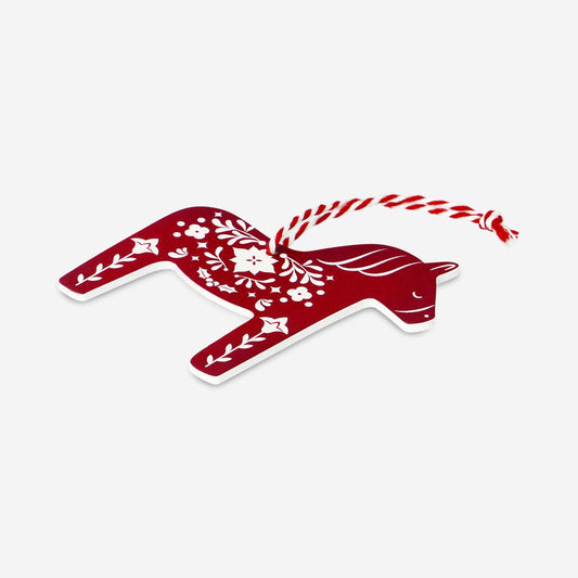 Hanging wooden horse ornament