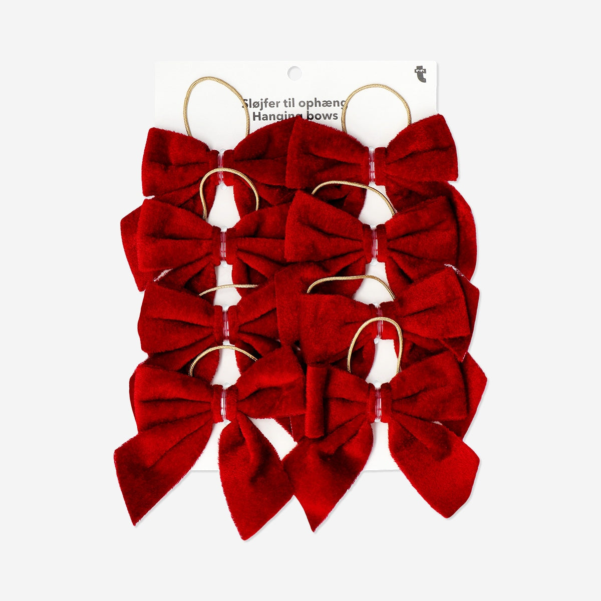 Hanging red velvet bows - 8 pcs Home Flying Tiger Copenhagen 
