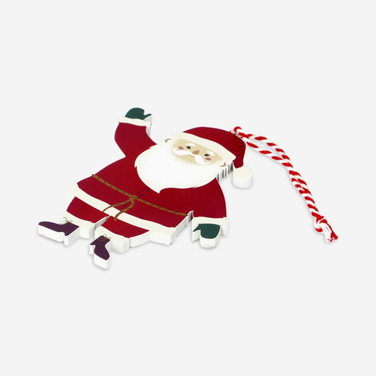 Hanging wooden Santa ornament