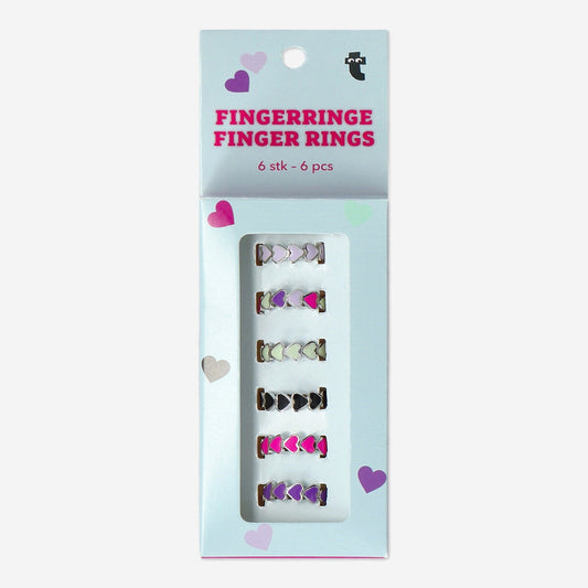 Heart-Shaped Adjustable Rings - 6 pcs