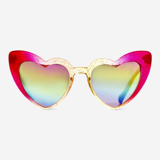 Heart shaped glitter sunglasses - for children