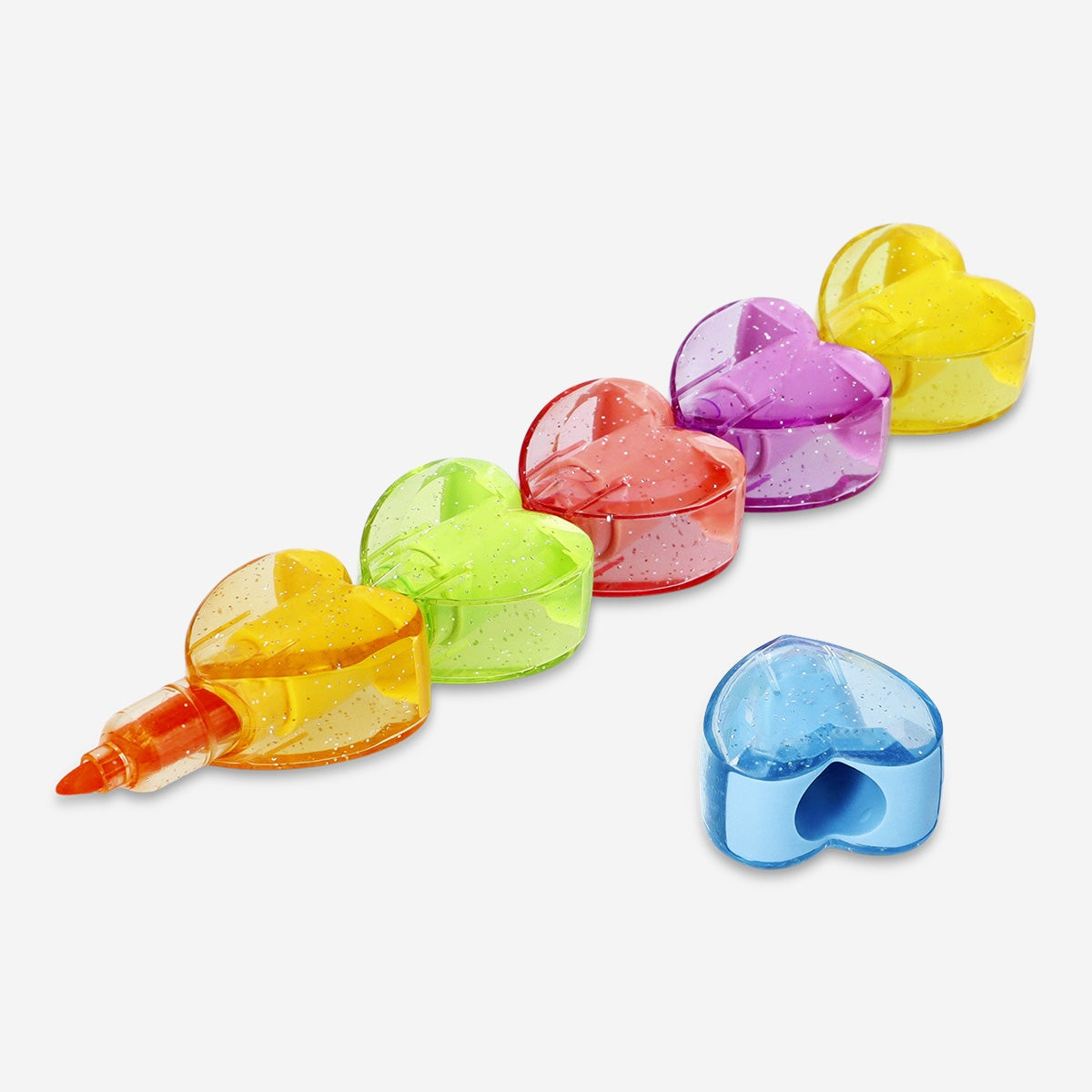 Heart shaped stackable highlighters - 6 pcs Office Flying Tiger Copenhagen 