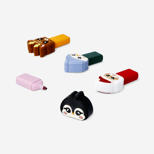 Highlighters with Christmas toppers - 4 pcs