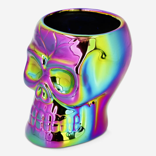 Tarro holográfico con forma de calavera