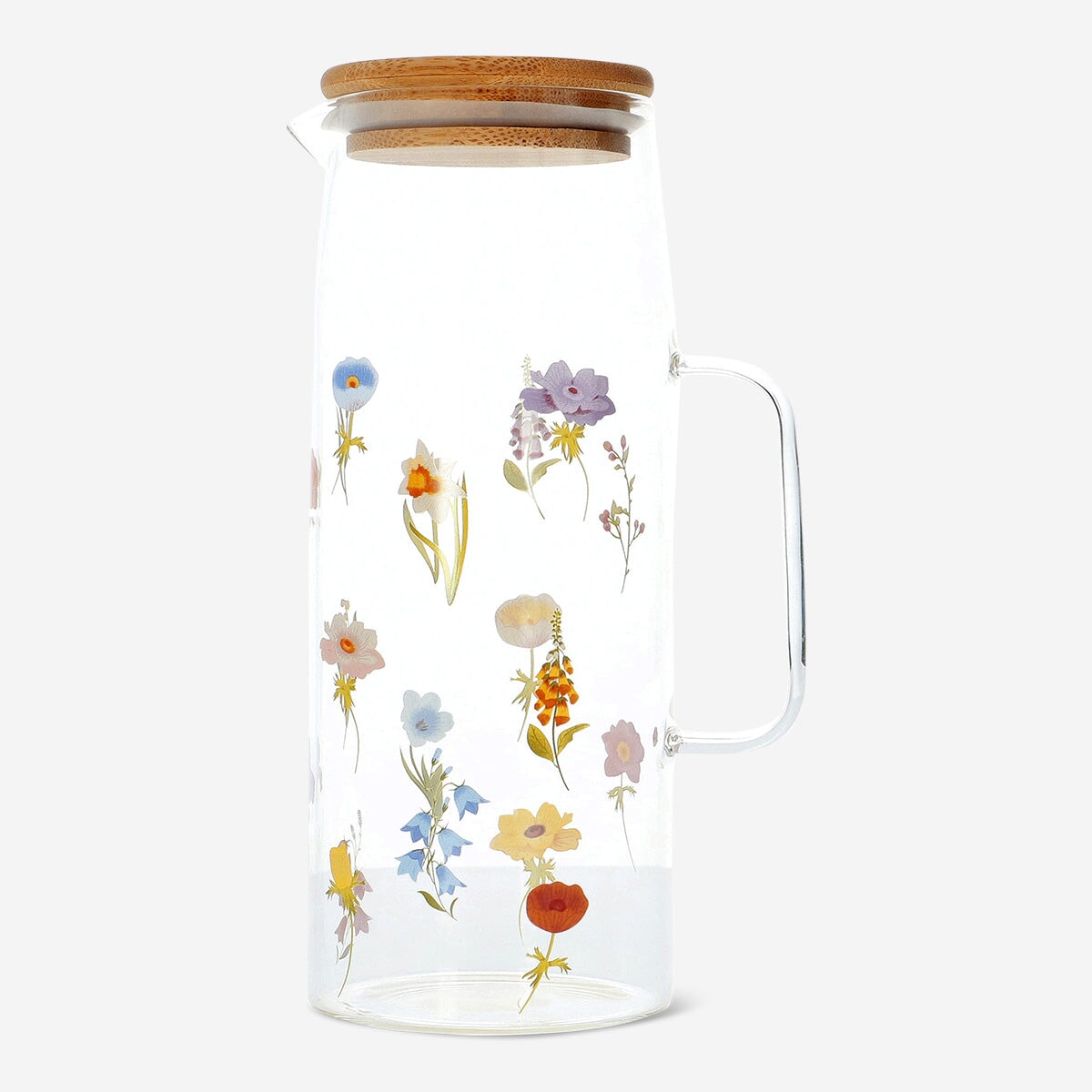 Jug with bamboo lid and flowers - 1.19 l Kitchen Flying Tiger Copenhagen 