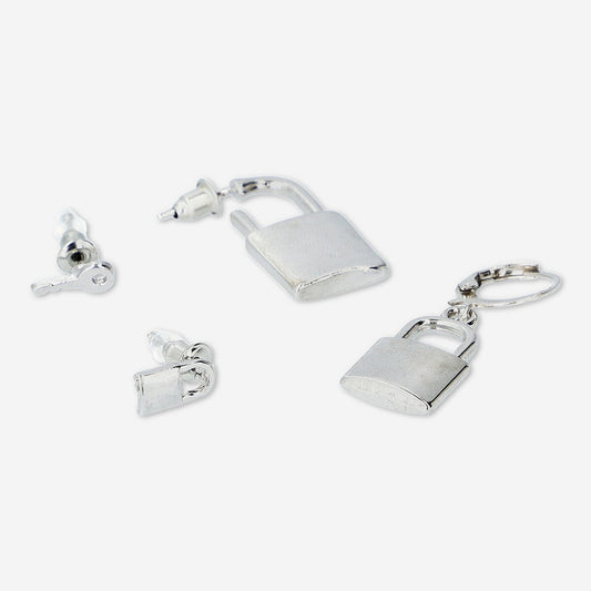 Key and Lock Earrings - 4 pcs