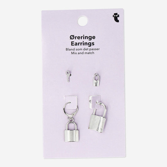 Boucles d'oreilles clé et serrure - 4 pcs