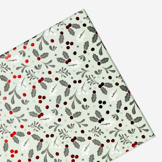 Large gift box with holly print - 21 cm