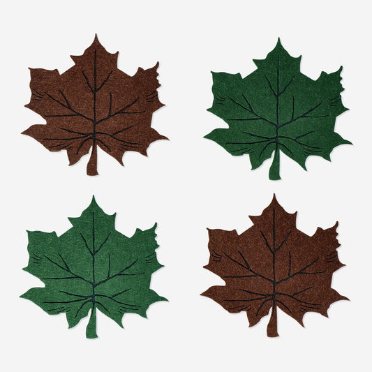 Sous-verres en feutre en forme de feuilles - 4 pcs