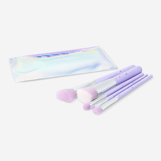 Make-up brush set in iridescent pouch