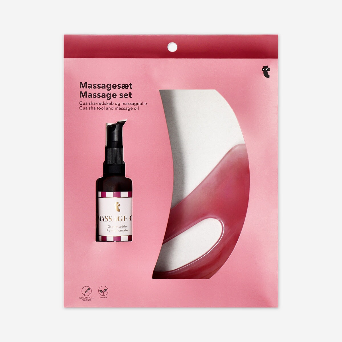 Massage set with gua sha and massage oil - Pomegranate fragrance. Personal care Flying Tiger Copenhagen 