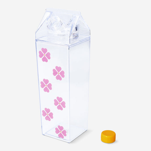 Milk carton shaped pink drinking bottle - 500 ml