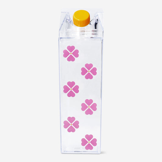 Milk carton shaped pink drinking bottle - 500 ml