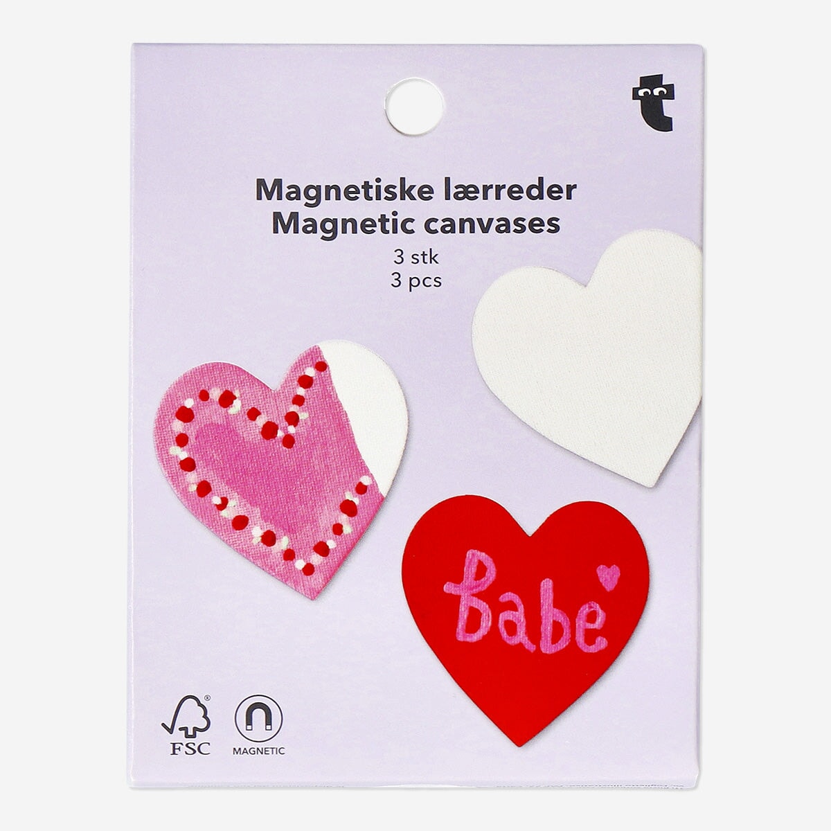 Mini magnetic heart shaped canvases - 3 pcs Hobby Flying Tiger Copenhagen 