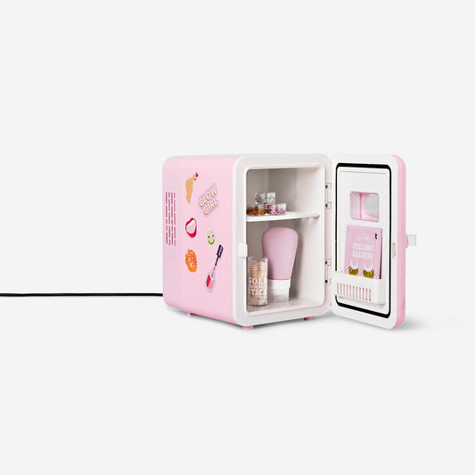 Mini pink cosmetics fridge