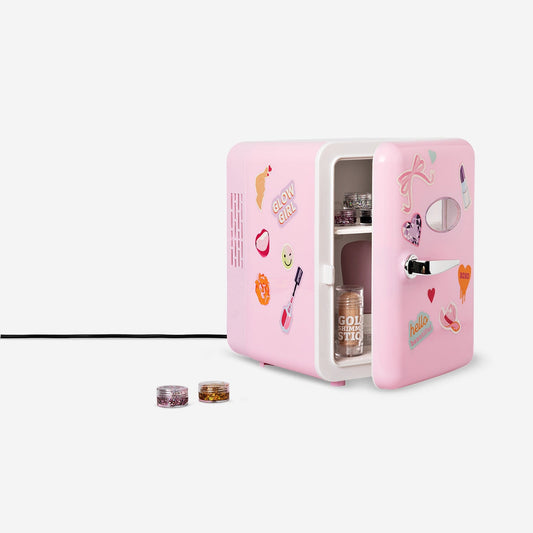 Rosa Mini-Kosmetik-Kühlschrank