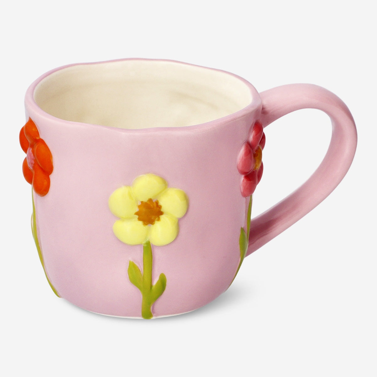 Mug with embossed flowers - 330 ml Kitchen Flying Tiger Copenhagen 