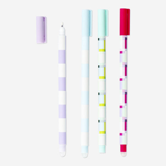 Multi-Coloured Erasable Pens - 4 pcs