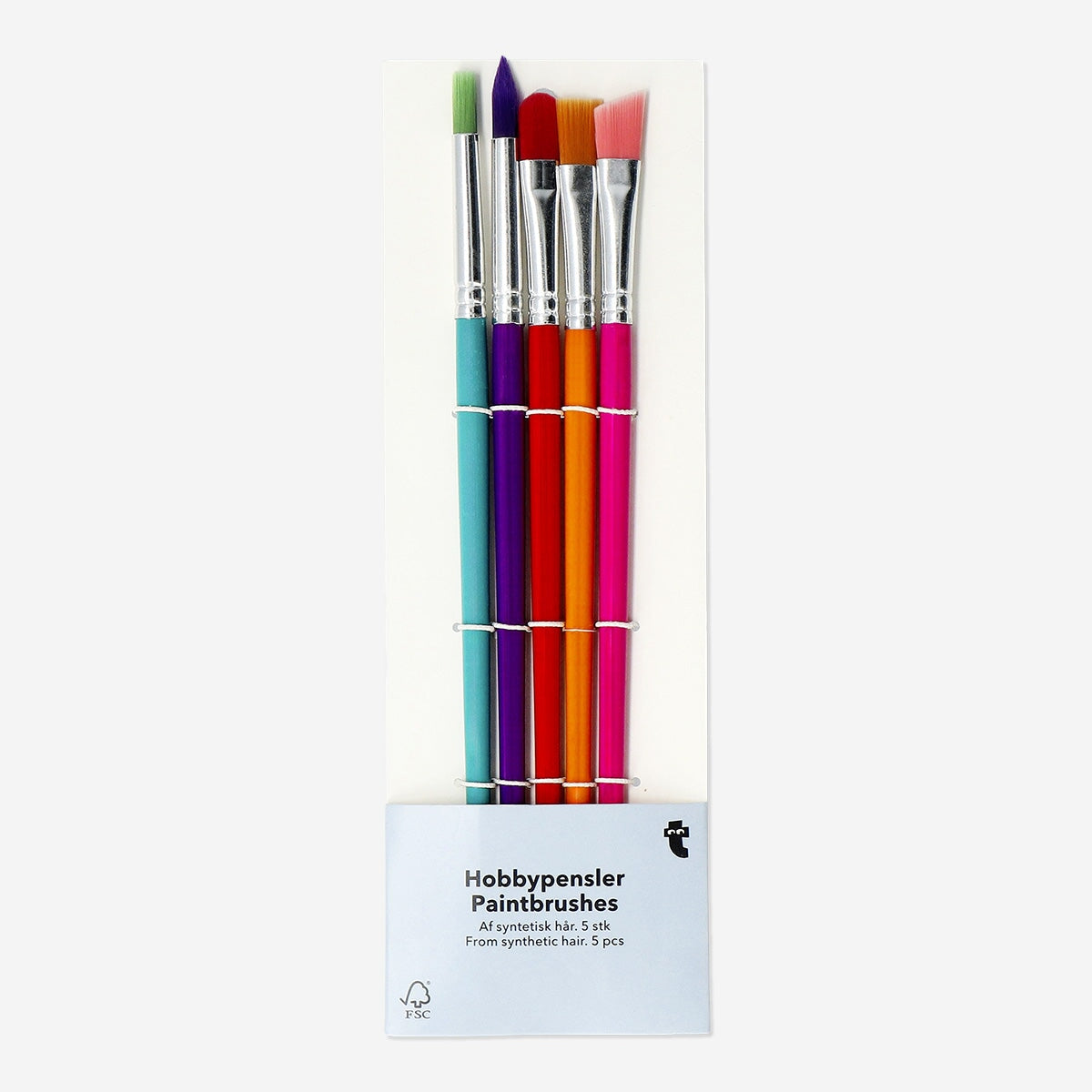 Multi coloured pain brushes with synthetic bristles - 5 pcs Hobby Flying Tiger Copenhagen 