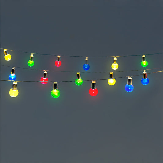 Multi-coloured string lights for outdoor use with timer - 390 cm